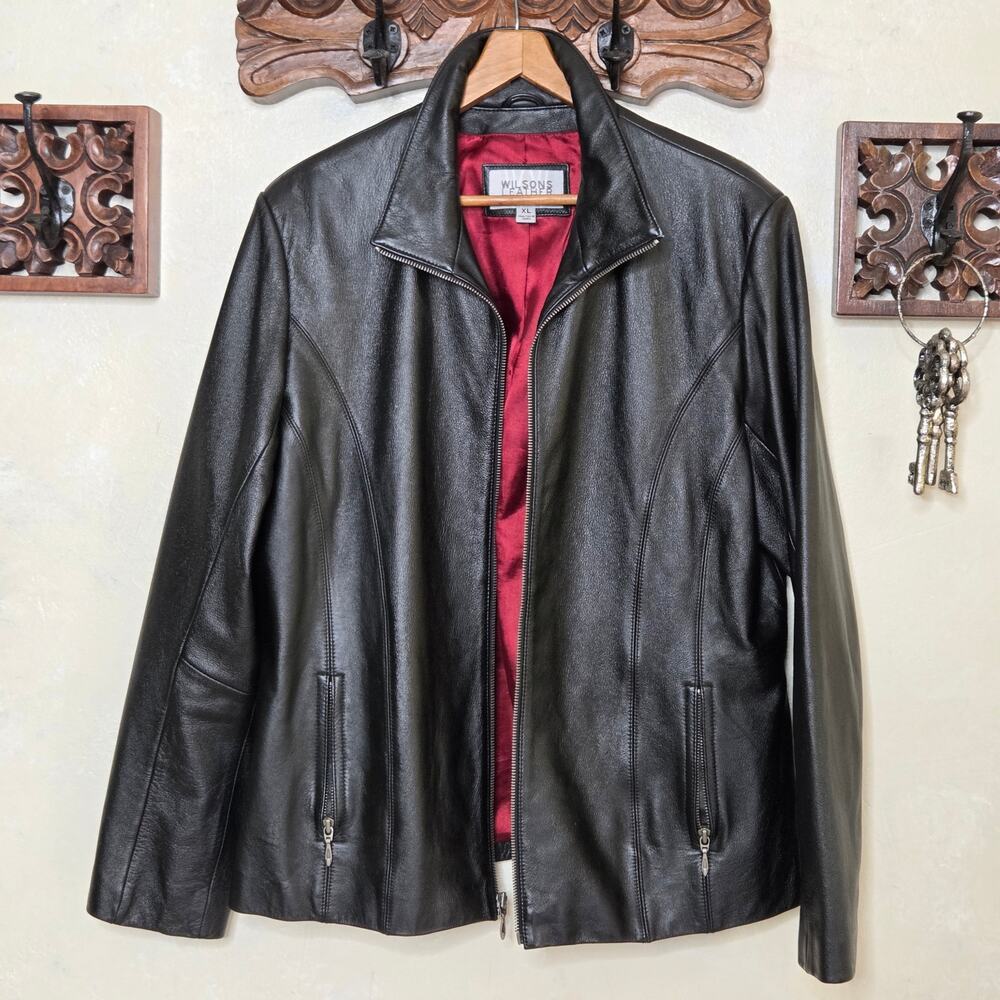 Wilson’s Leather Maxima Women's Genuine Black Full Zip Lined Leather Jacket✨️XL